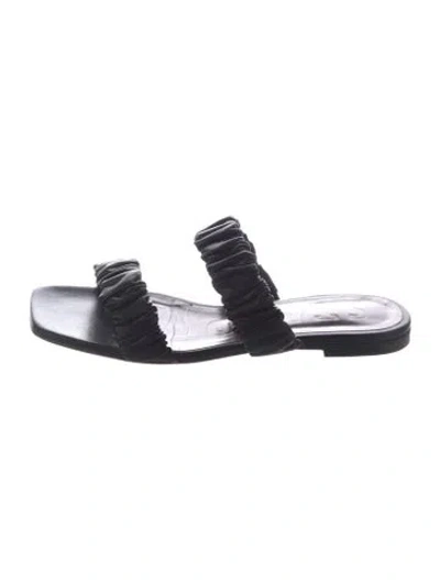 Pre-owned Staud Leather Slides In Black