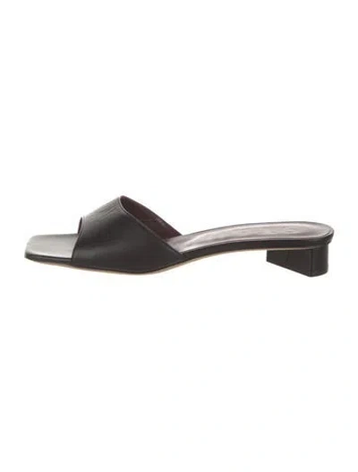 Pre-owned Staud Leather Slides In Black