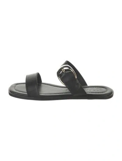 Pre-owned Staud Leather Slides In Black