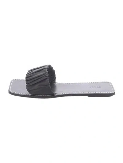 Pre-owned Staud Leather Slides In Black