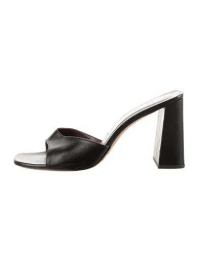 Pre-owned Staud Leather Slides In Black