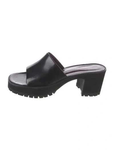 Pre-owned Staud Leather Slides In Black