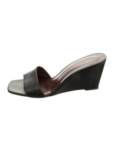 Pre-owned Staud Leather Slides In Black