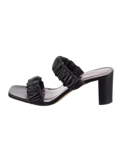 Pre-owned Staud Leather Slides In Black