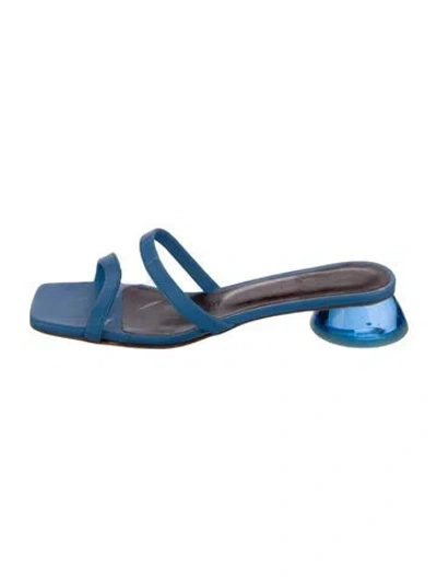 Pre-owned Staud Leather Slides In Blue
