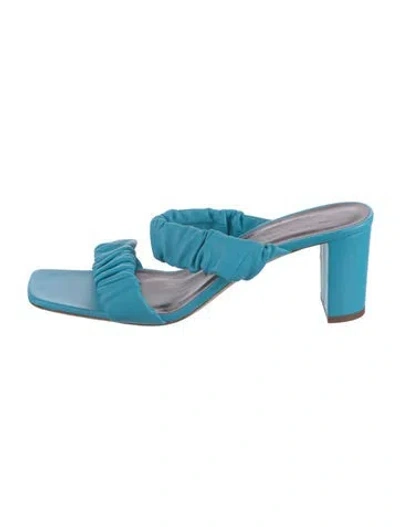 Pre-owned Staud Leather Slides In Blue