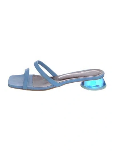 Pre-owned Staud Leather Slides In Blue