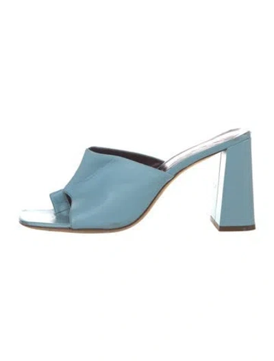 Pre-owned Staud Leather Slides In Blue