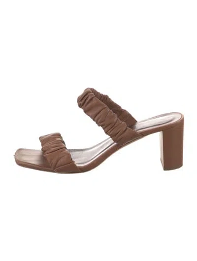 Pre-owned Staud Leather Slides In Brown