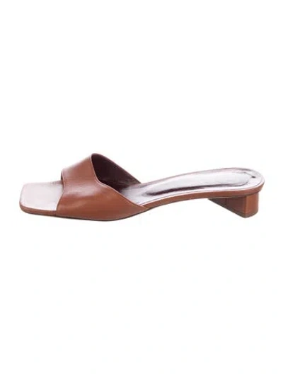 Pre-owned Staud Leather Slides In Brown