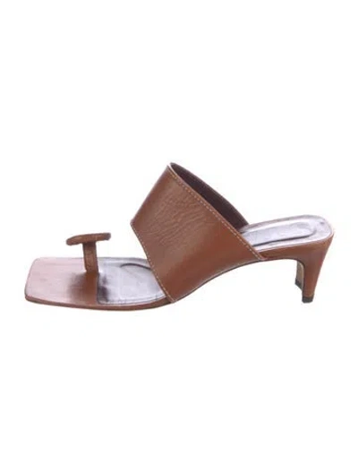 Pre-owned Staud Leather Slides In Brown