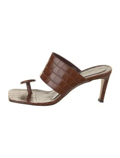 Pre-owned Staud Leather Slides In Brown