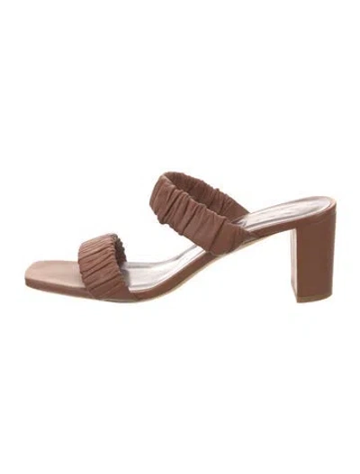 Pre-owned Staud Leather Slides In Brown