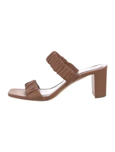 Pre-owned Staud Leather Slides In Brown