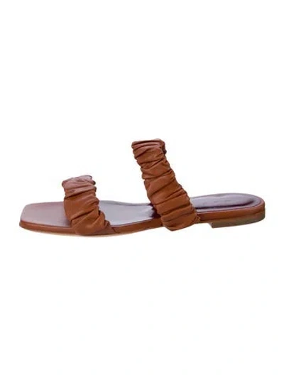 Pre-owned Staud Leather Slides In Brown
