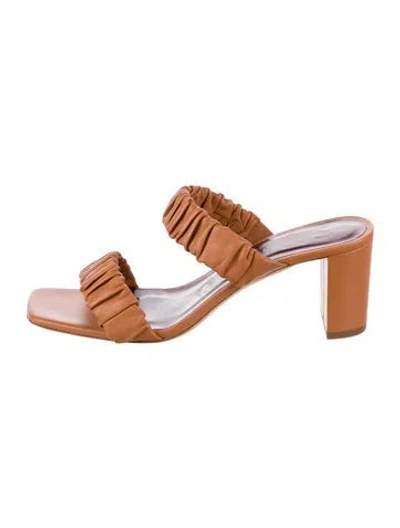 Pre-owned Staud Leather Slides In Brown