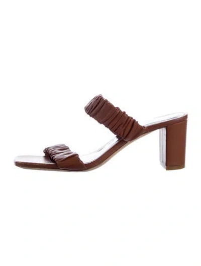 Pre-owned Staud Leather Slides In Brown
