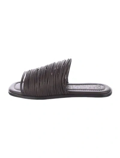Pre-owned Staud Leather Slides In Brown