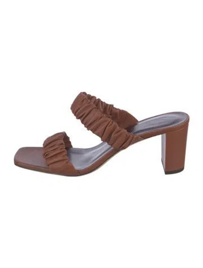 Pre-owned Staud Leather Slides In Brown