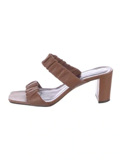 Pre-owned Staud Leather Slides In Brown