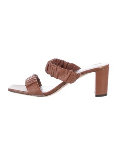 Pre-owned Staud Leather Slides In Brown