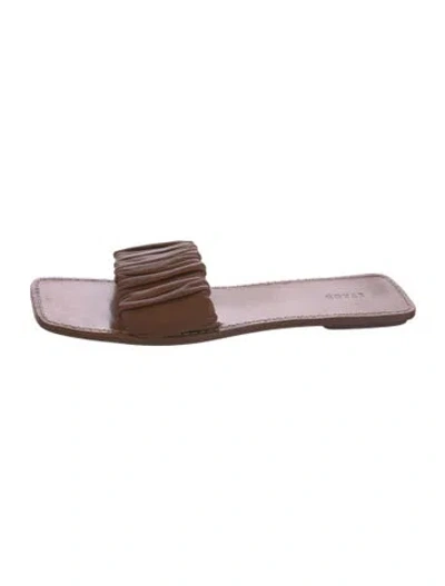 Pre-owned Staud Leather Slides In Brown