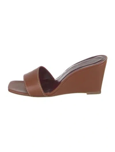 Pre-owned Staud Leather Slides In Brown