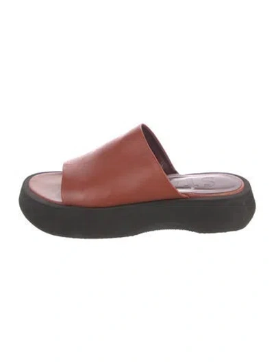 Pre-owned Staud Leather Slides In Brown
