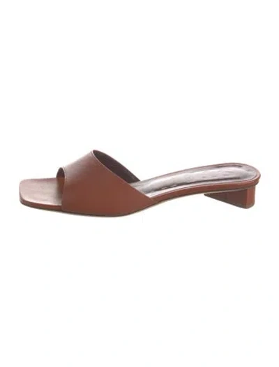 Pre-owned Staud Leather Slides In Brown