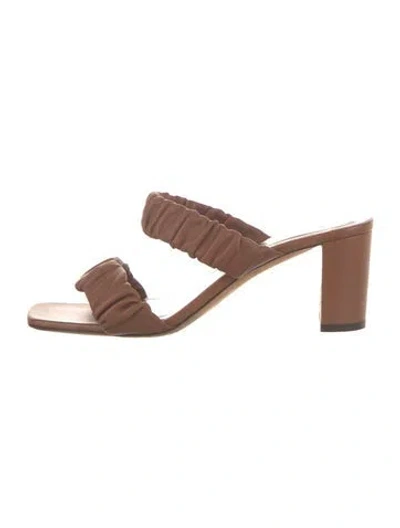Pre-owned Staud Leather Slides In Brown