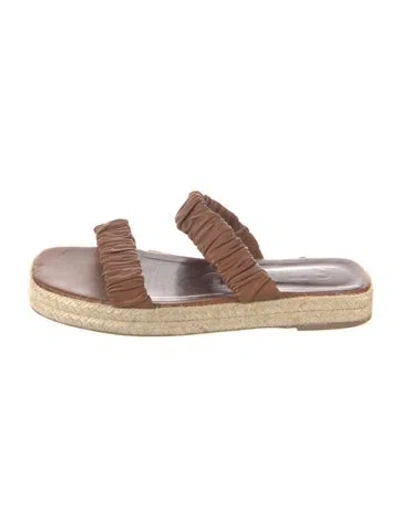 Pre-owned Staud Leather Slides In Brown