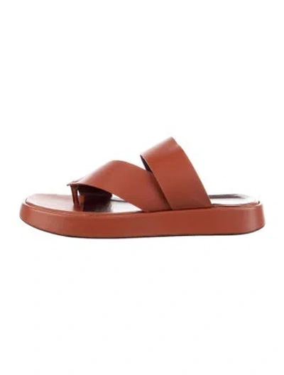 Pre-owned Staud Leather Slides In Brown