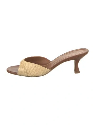 Pre-owned Staud Leather Slides In Brown