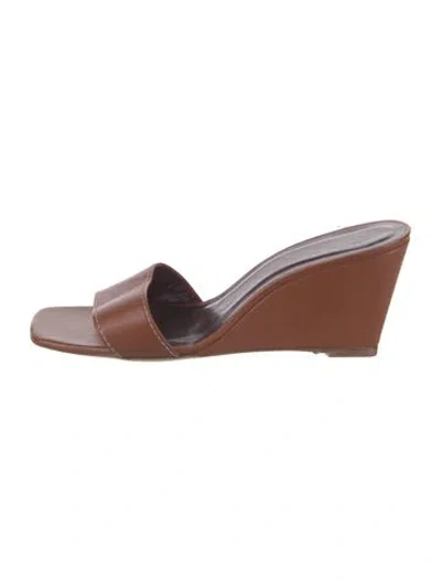 Pre-owned Staud Leather Slides In Brown