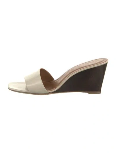 Pre-owned Staud Leather Slides In Brown/neutrals
