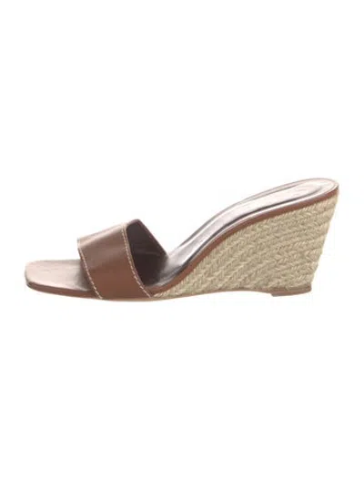 Pre-owned Staud Leather Slides In Brown/neutrals