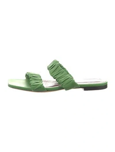 Pre-owned Staud Leather Slides In Green