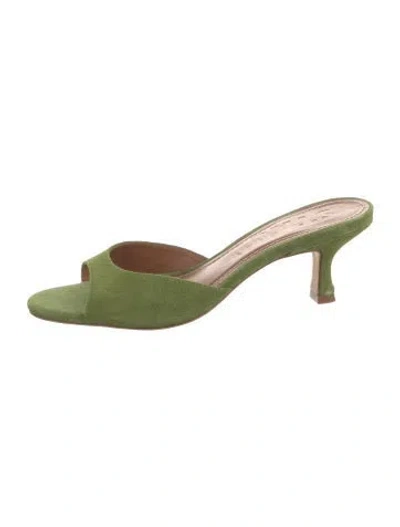 Pre-owned Staud Leather Slides In Green