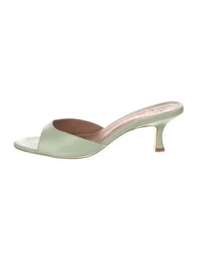 Pre-owned Staud Leather Slides In Green