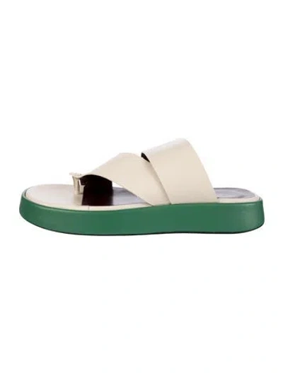 Pre-owned Staud Leather Slides In Green