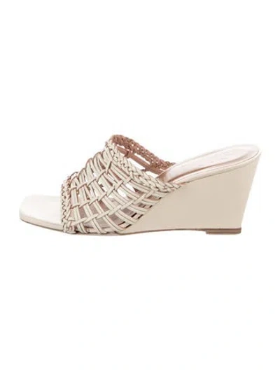 Pre-owned Staud Leather Slides In Neutral