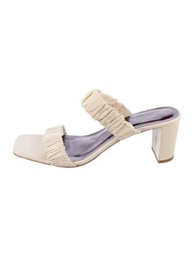 Pre-owned Staud Leather Slides In Neutral