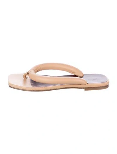 Pre-owned Staud Leather Slides In Neutral