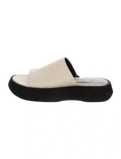 Pre-owned Staud Leather Slides In Neutral