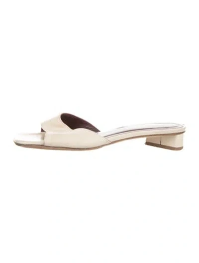Pre-owned Staud Leather Slides In Neutral