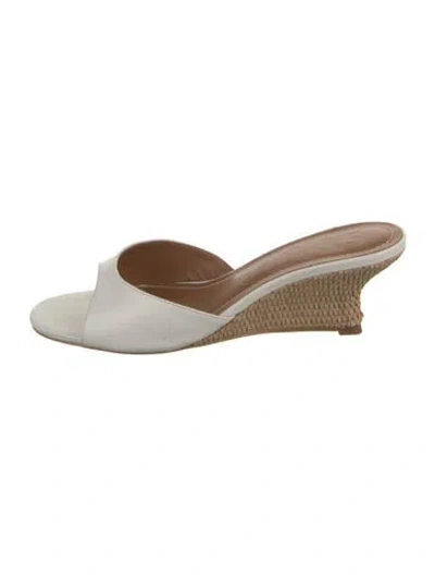 Pre-owned Staud Leather Slides In Neutrals/white