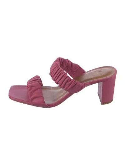 Pre-owned Staud Leather Slides In Pink