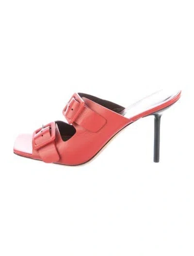 Pre-owned Staud Leather Slides In Red