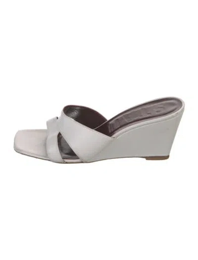 Pre-owned Staud Leather Slides In White