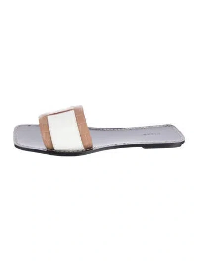 Pre-owned Staud Leather Slides In White